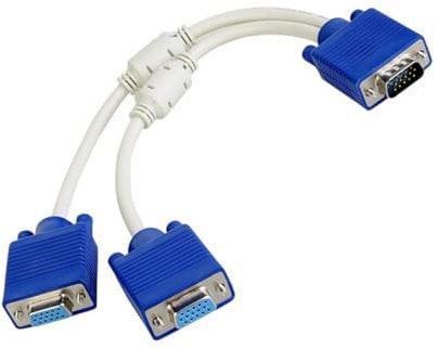 Klaisy Portable VGA Male To Female Y Splitter Cable D-Sub 15Pin Connector Cord Wire For Connecting Multiple Monitors 20cm