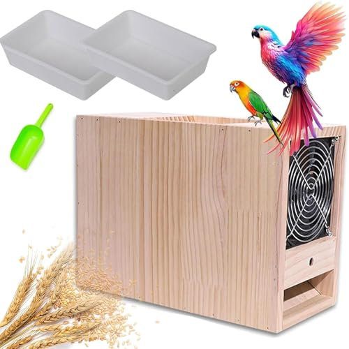Vogelfutter-Schalenspalter Aus Holz, Vogelfutter-Reinigungsmaschine Mit Doppelschublade, Einstellbare Geschwindigkeit, Elektrische Getreideblasmaschine Für Papageienfutter, Für Getreide, Hirse