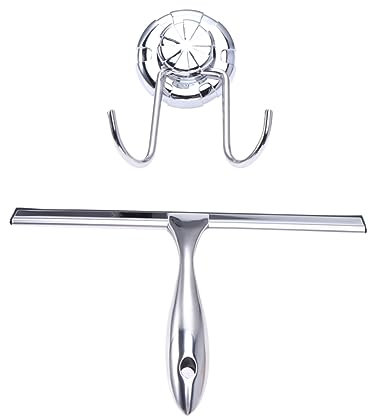 HAMPPLIES Raspador De Ventanas De Acero Inoxidable Ventosa Limpiador De Espejos para Baño Cocina y Auto Herramienta De Limpieza Multiusos