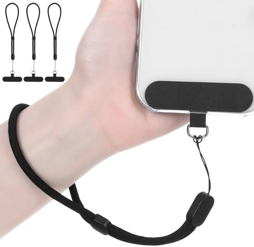 Xinjoduz Handy Handschlaufe 3 Stück Schwarz Handykette Schlüsselband Handyschlaufe Handgelenk Lanyards Handyanhänger Anti Verlust Verstellbare Handyband Kurz für Kameras Schlüssel Schlüsselbund