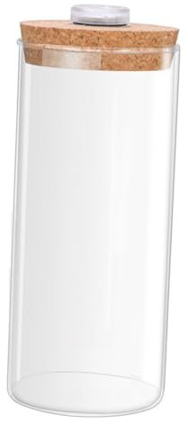 Zylindrische Glasflasche 8x18 cm mit LED Beleuchtung und Korken