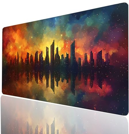 Alfombrilla Ratón XXL 80x40x0.3CM, Impermeable Alfombrilla Escritorio Ciudad, Abstracto Mouse Pad con Base de Goma Antideslizante, Protector Escritorio para Portatil Teclado Gamer Raton Model-06584