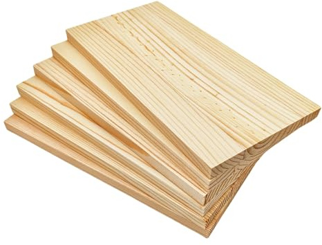 Rechteckige Holzbretter, unlackierte Holzblöcke zum Basteln, 20 x 10 x 1 cm, blanko, zum Schnitzen, Malen und Brennen, 6 Stück