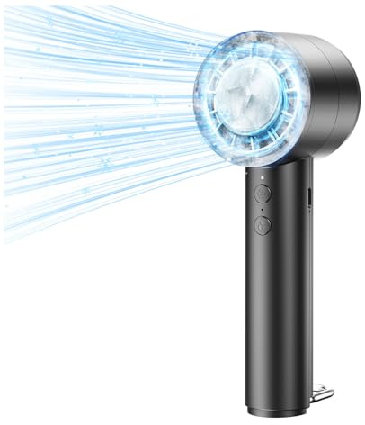Handventilator Akku Ladbar Mini Hand Ventilator USB Rechargeable mit 5 Geschwindigkeiten, Hand Ventilatoren Small Quiet, Mini Fan 4000mAh Power Bank für Büro,Camping,Outdoor-Mit Schnellkühlfunktion