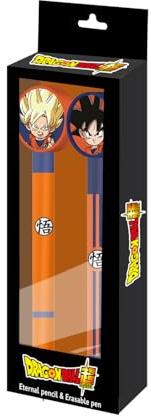 Karactermania Dragon Ball Ultra Instinct-Set mit Ewiger Bleistift + Radierbarer Gelstift, Schwarz, 14 x 23 cm