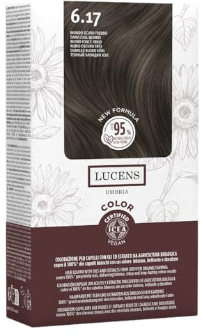 Lucens Umbria Color Kit 6.17 Biondo Scuro Freddo Senza Ammoniaca Vegan | Kit colore permanente vegan 617 Biondo Scuro Freddo: senza ammoniaca, con estratti naturali