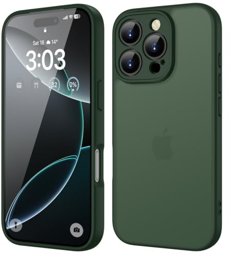 ORDA für iPhone 16 Pro Max Hülle 6,9 Zoll, Vollständiger Kameraschutz Stoßfest Kratzfest Transluzente Rückseite Schutzhülle, Anti-Fingerabdruck Matt Handyhülle für iPhone 16 Pro Max, Grün