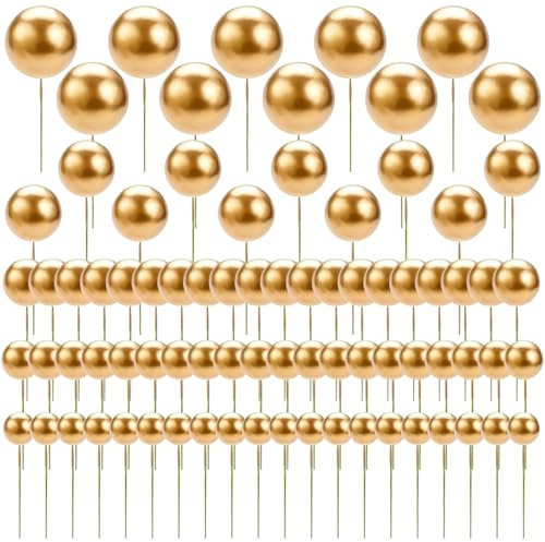 80-Piece Golden Cake Decorations - Elegant Spheres for Desserts, Celebrations, and Special Occasions