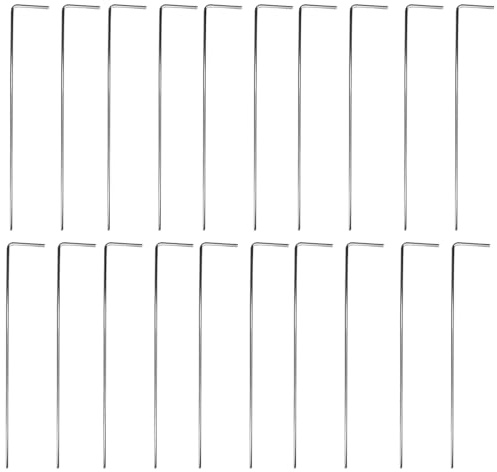 Ludom 20pcs 18cm Heavy Duty Steel Tent Pegs - Metal Ground Hooks for Tarpaulin, Football Nets, Marquees, Beach & Outdoor Hiking Travel