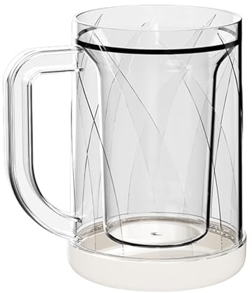 Generico Ice Coffee Tankard, Freezable Beer Tankard – Double Wall, with Transparent Interlayer Ice, Bicc Wall Freezer Cups