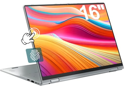 jumper Laptop 16 Zoll, Touchscreen Laptop 16GB DDR5 640GB Storage, 4-Core, Fingerabdruckleser, Tastatur mit Hintergrundbeleuchtung, BT5.2, WiFi 6, 53.2WH, für Studenten Business