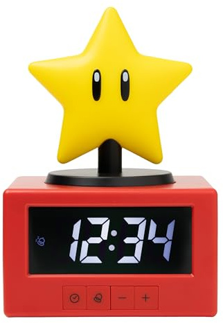 Paladone Nintendo® Super Star Icon Wecker und Nachtlicht, 15 cm, batteriebetrieben, offizielles Lizenzprodukt