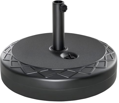 Bricozone Base per Ombrellone Riempibile con Acqua o Sabbia 30 Kg da Giardino Universale per Palo 38 48 mm Struttura in HDPE e Metallo Stabile per Esterno Terrazzo Balcone Nero