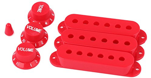lyws Gitarre Pickup-Kappen Set Knöpfe Schalter Spitze für Fender Stratocaster Ersatz Accessory Kit Rot