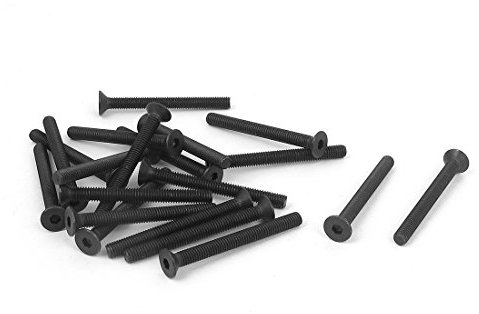 sourcingmap 20pcs Vis à Tête Fraisée Plate à Six Pans Creux Vis à Douille Hexagonale Boulon M3 x 30mm Metrique Noir
