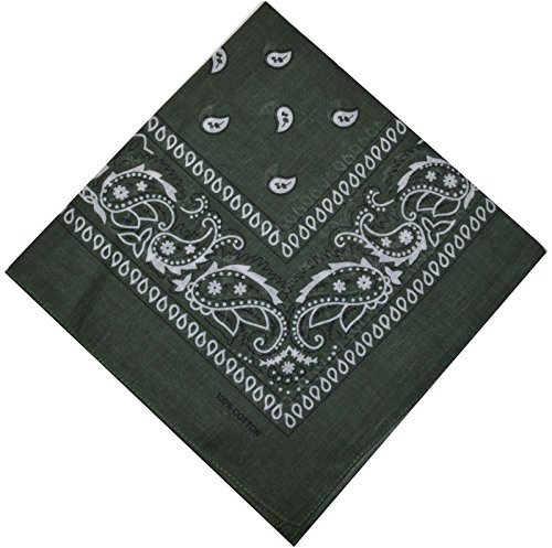 Bandana Halstuch Biker 1er 3er 6er 12er Pack Nikki Tuch Schal Paisley Kopftuch 100% Baumwolle 25 Farben (6er, Khaki)