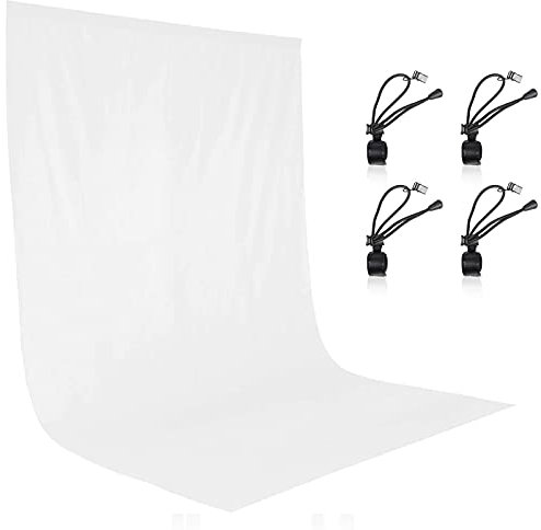 EMART 1.8x2.8m/6x9ft White Backdrop for Photography, High Density Polyester Fabric White Background Curtain with 4 Backdrop Clips for Video Studio Portraits Parties