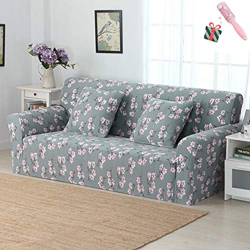 Morbuy Elastisch Sofa Überwürfe Sofabezug, Eleganter Jacquard Ecksofa L Form Stretch Antirutsch Armlehnen Sofahusse Abdeckung für Sofa Couchbezug Sesselbezug (3 Sitzer,Magnolia - Grau)