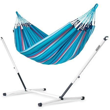 LA SIESTA® - Brisa - Kingsize + Stahl-Gestell Hängematte, handgefertigt in Kolumbien, mit 180 cm Breite für entspannte Momente drinnen und draußen. (Brisa Wave)