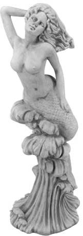 gartendekoparadies.de Statue Meerjungfrau auf Einer Welle, Steinfigur, H. 80 cm, 23 kg, Grau, frostsicher aus Steinguss für Außenbereich