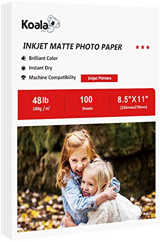 Koala Fotopapier, matt, beschichtet, 21,8 x 27,9 cm, kompatibel mit Tintenstrahldruckern, 21,8 kg, 100 Blatt