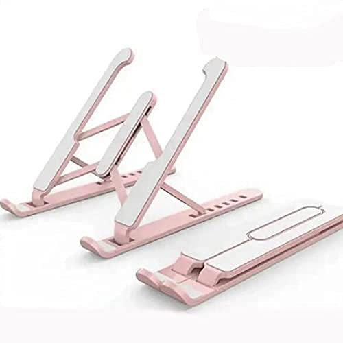 MOCOFO Notebook-Computer-Halterung Halterung Wärmeableitung tragbarer Desktop-Erhöhungs-Rack-Anheben klappbares Hängeregal aus Aluminiumlegierung (Kunststoff rosa)