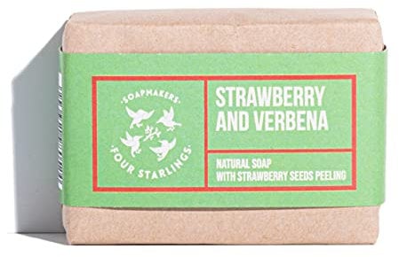 Natural Eco Peeling Bar Seife Erdbeere und Eisenkraut 110g