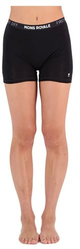 Mons Royale W Hannah Hot Pant Schwarz - Merino Vielseitige weiche Damen Merino Unterhose, Größe S - Farbe Black