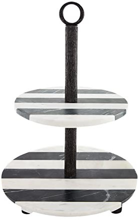 Mud Pie, Weiß/Schwarz, 41,6 x 30,5 cm Durchmesser, Marmor-Servierer