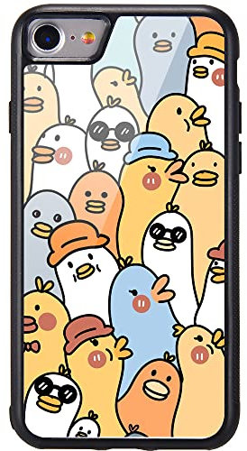 MAYCARI Cute Ducks Pattern Printed Cases for iPhone 7/8/SE 2020，Cute Slim Soft TPU Hard Back Shatter-Resistant Shockproof Anti-Fall Protective Girly Painting Art Cover Case for Girls Women Children
