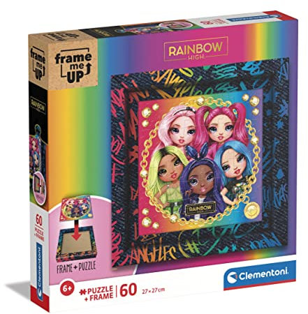 Clementoni - 38810 - Frame Me Up Puzzle - Rainbow High, Puzzle Enfant 60 pièces avec Cadre, Puzzle Enfants 6 Ans - Puzzle Enfant Clementoni, Puzzle Dessin animé - fabriqué en Italie