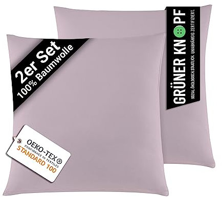 NECO'S home Kissenhülle 60x60 (2er-Set), Kissenhüllen aus 100% Baumwolle atmungsaktiv und weich mit Reißverschluss