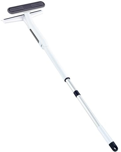 Limpiador de escobilla de Ventana Red Horn con cámara de Aguas residuales, Limpiador de Microfibra para Ventanas, Espejos, Paredes de Vidrio, Mango de Aluminio de 40 Pulgadas con Cabezal Giratorio.