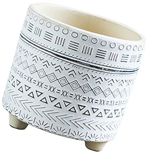 Happyyami Blumentöpfe Zement-Sukkulenten-Blumentopf Kleine Beton-Blumentöpfe Kaktus-Pflanzenhalter mit Füßen für Den Innen- Und Außenbereich Desktop-Dekor Weiß Pflanzenbehälter