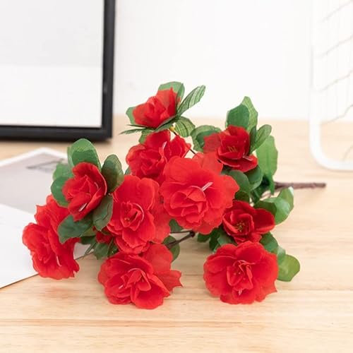 TONZN Simulation Kleiner Blumenstrauß, Outdoor-Blumenkasten-Arrangement Blumenarrangement Seidentuch Azalee Gefälschte Blumen-Heimdekorations-Blumenstrauß (Color : Red, Size : 33cm) (Red 33cm)
