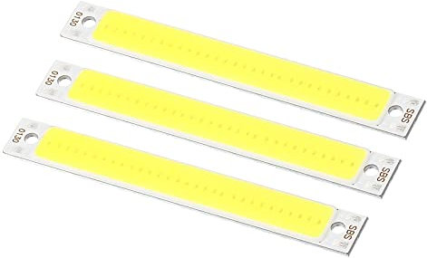 PATIKIL 3W DC 3-3.7V LED Chip Lampadina,Alluminio COB Lampade Lampadina Bianco Luce 6500K 300LM 1000mA 60x8mm per Casa Lettura, Paesaggio Luce - 3pz
