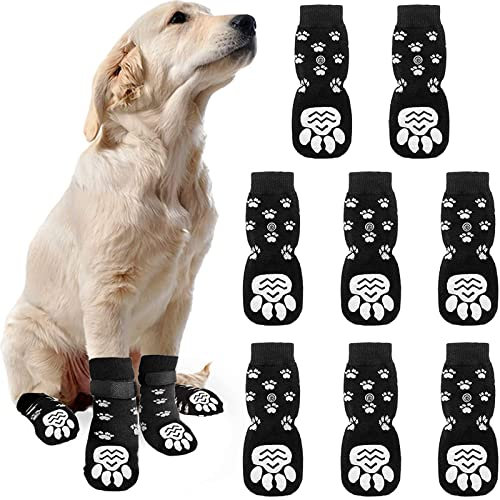 Indoor Anti-Rutsch Socken FüR Hunde, (8 Stück) Hundesocken Anti Rutsch, Pfotenschutz Hund, Antirutschsocken Hund Mit Klettverschluss, Einem Weichen Haustierschutz, Verbessern Sie Den Halt Ihres Hundes