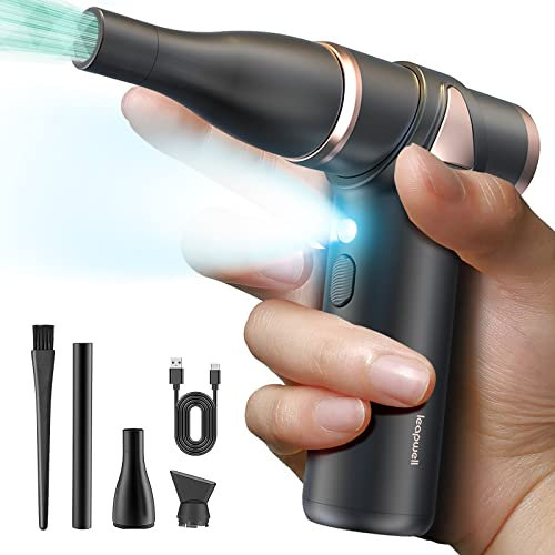 Souffleur Air Comprimé, Leapwell Dépoussiérants Puissants électrique 150000 tr/min 3 Vitesses Soufflette Air Comprimé Duster Élégant Tout en Métal Compresseur Soufflette pour PC, Clavier, Voiture