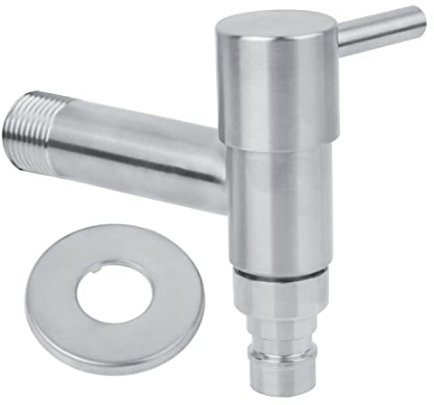 AUNMAS Grifo de Agua para Lavadora G1/2, Grifo de Agua Fría de Acero Inoxidable Grifo Montado en la Pared para Lavandería Baño Jardín Fregona Piscina