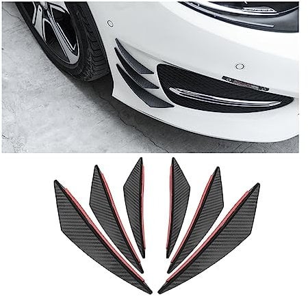 JNNJ 6 Stücke Universal Front Bumper Lip Splitter, Frontstoßflosse Spoiler Canards Refit, Frontstoßstange Windmesser Trims Front Bar (Kohlenstoffmuster)