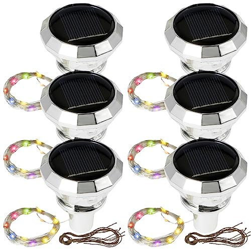 6Pcs Solar Wine Bottle Lights 2M 20LED Copper Wire Fairy String Lights IP65 Waterproof Cork Lights Flexible Wine Bottle String Lights Auto On/Off for Wedding Christmas Party Decor(Color Light)