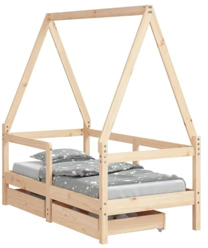 vidaXL Kinderbett mit Schubladen 70x140 cm Massivholz Kiefer