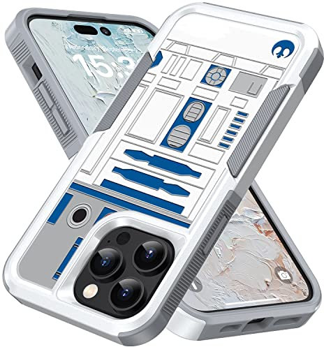 Candykisscase Phone Case for iPhone 15 Pro, Robot Pattern Shock-Absorption Hard PC and Inner Silicone Hybrid Dual Layer Armor Defender Case for Apple iPhone 15 Pro 6.1