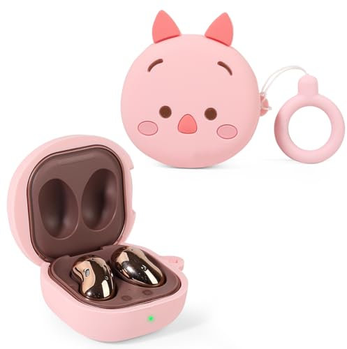 Case for Samsung Galaxy Buds2 Pro (2022), Galaxy Buds 2 (2021), Galaxy Buds Pro (2021), Galaxy Buds Live (2020), XMBYGY Silicone Cover with Keychain for Galaxy Buds Earbuds (Piglet)