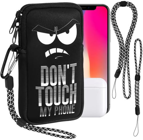 Custodia in Neoprene con Cerniera per Smartphone, Universali Astuccio Portacellulare a Sacchetto con Cordino e Moschettone, 7 Custodia per Telefono Borsa Verticale impermeabile for iPhone Samsung