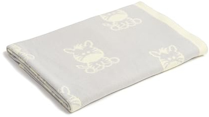 Clair de Lune Reversible Zebra Knitted Baby Blanket, Soft Safari Design 70 x 90cm