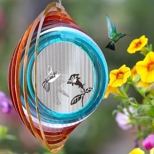 Aoedelyart 3D-Animationen, Kolibri-Windspiel für Hof und Garten, 30,5 cm, Metall-Windspiel, Kolibri-Geschenk für Frauen, Mutter, Oma, Ehefrau, Outdoor-Gartendekoration, hängende kinetische Hofkunst