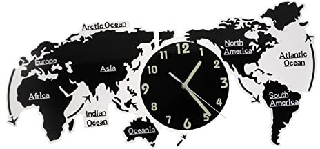 MAGICLULU 1Stk Moderne wanduhr Batterie wanduhr Batterie Digitaluhr Retro Vintage-Dekor Bürodekoration Weltkarte Wanduhr Haushaltswanduhr große Zahlen schmücken Aufkleber 3D