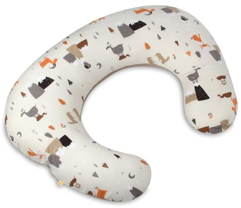 schlummersack Ergonomisches Stillkissen klein mit Baumwoll-Bezug Bergtiere, Oeko-Tex, Schwangerschaftskissen