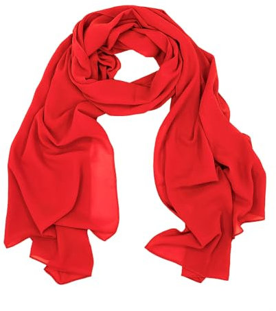 lifwimner Chiffon Schal Damen, Sommer Festliche Schal für Abendkleid, Stola Hijab 175x70 cm Leichte Schals und Tücher Chiffontücher für Braut Sommer Hochzeits (Rot, 175x70 cm)